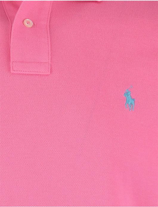 Polo Ralph Lauren Slim fit Polo Roze effen blauw logo
