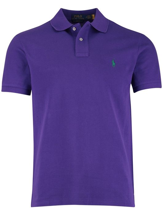 Polo Ralph Lauren Slim fit Polo Paars effen groen logo