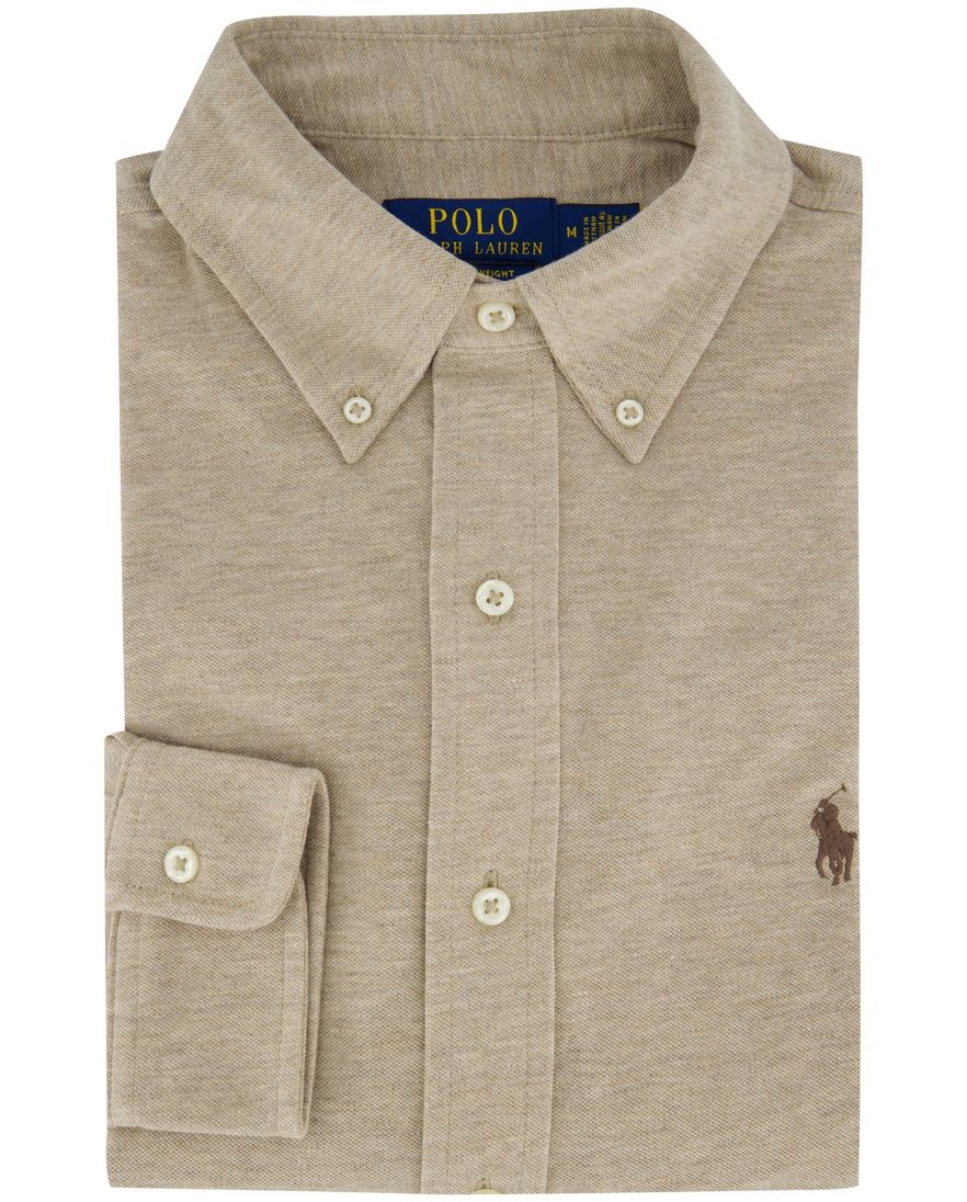 Polo ralph lauren overhemd beige gemeleerd lange mouw