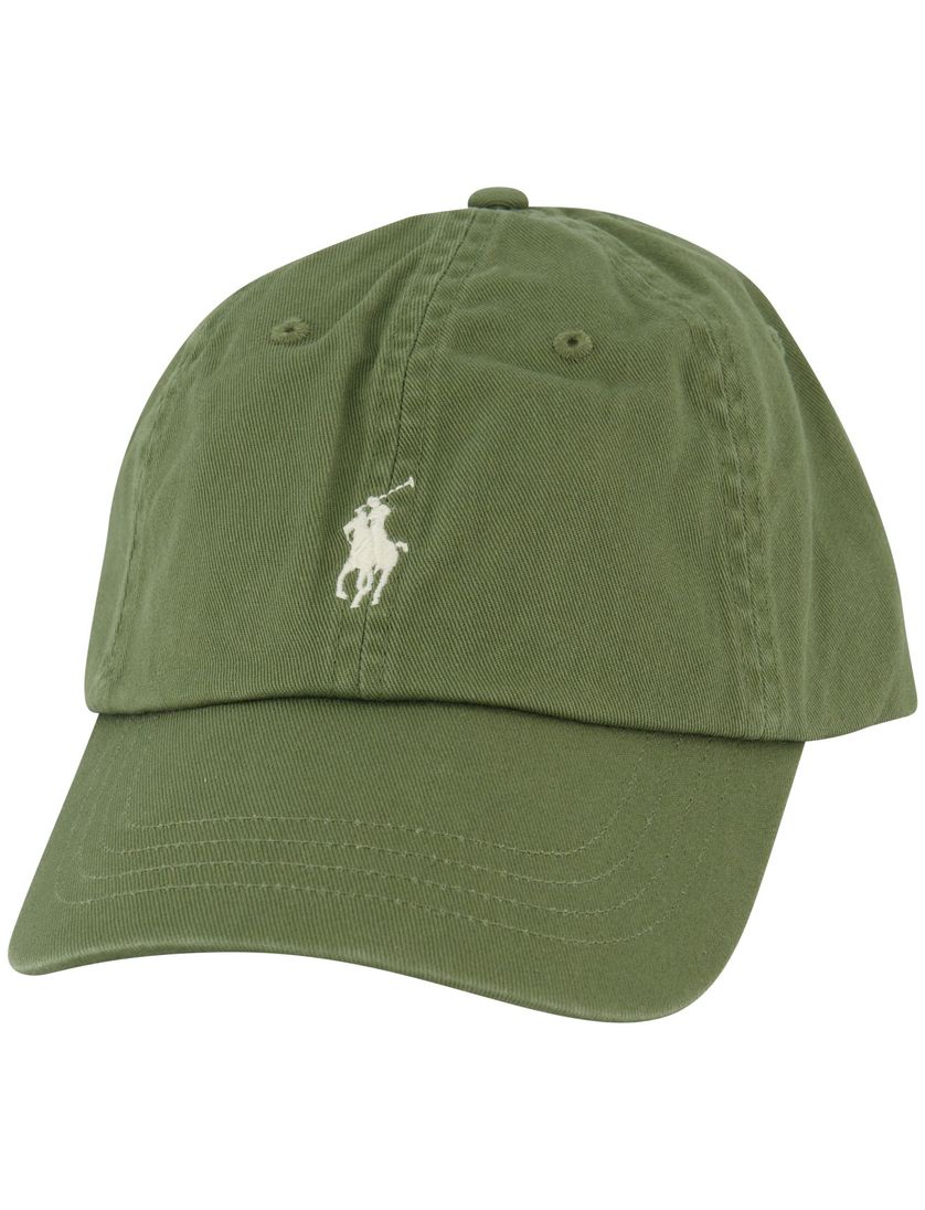 groen cap met wit logo Polo Ralph Lauren effen