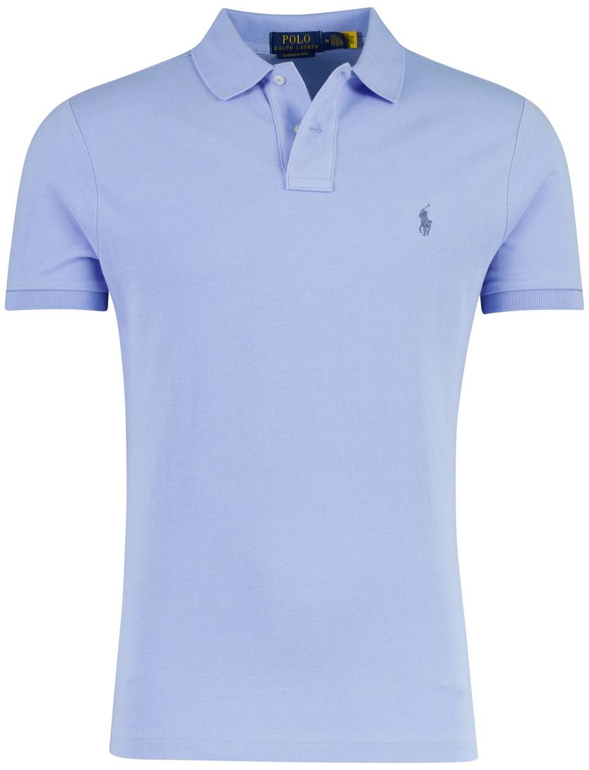 Poloshirt korte mouw Ralph Lauren lichtblauw 2 knopen