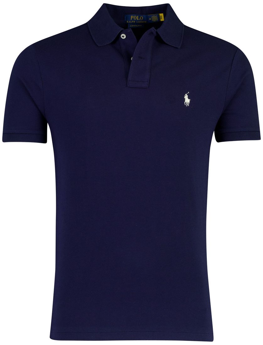 poloshirt korte mouw Ralph Lauren navy normale fit 2 knopen
