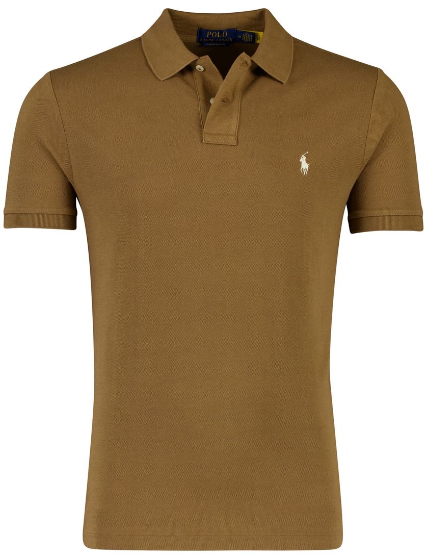 Polo bruin met 2 knopen Polo ralph lauren custom slim fit