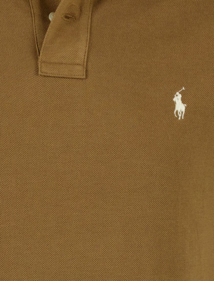 Polo bruin met 2 knopen Polo ralph lauren custom slim fit