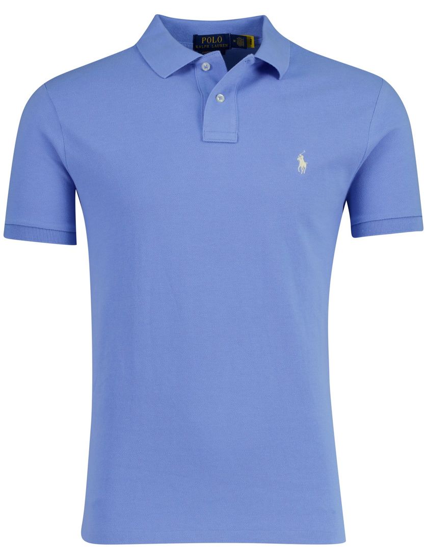 Polo Ralph Lauren poloshirt blauw slim fit 2 knoops