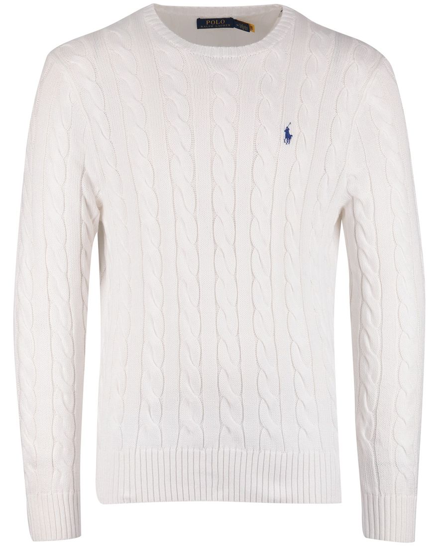 Witte kabeltrui Polo Ralph Lauren normale fit