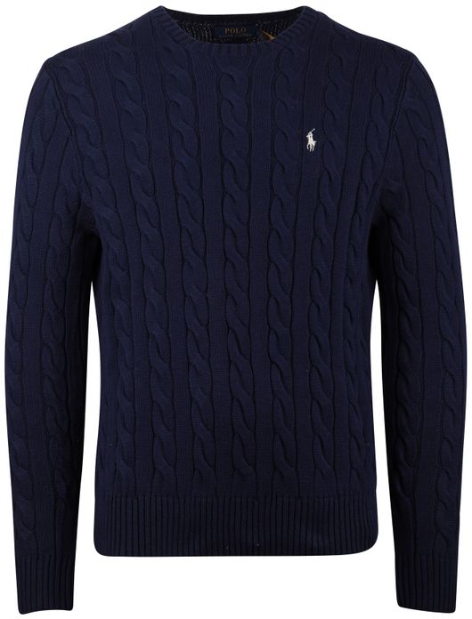 Polo Ralph Lauren kabeltrui donkerblauw structuur