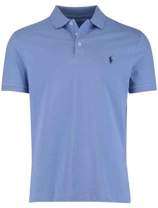 Polo Ralph Lauren Custom Slim Fit Polo Lichtblauw effen blauw logo