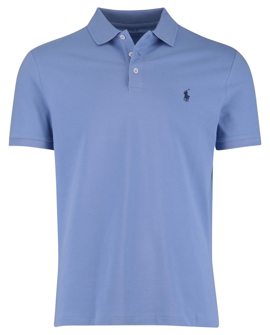 Polo Ralph Lauren Custom Slim Fit Polo Lichtblauw effen blauw logo