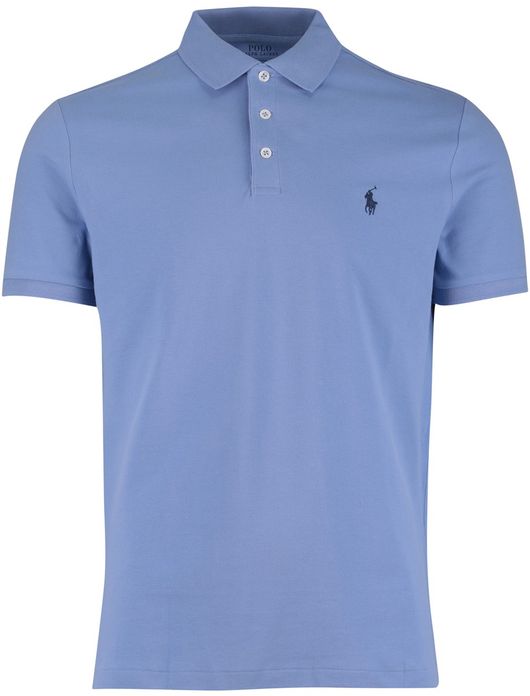 Polo Ralph Lauren Custom Slim Fit Polo Lichtblauw effen blauw logo