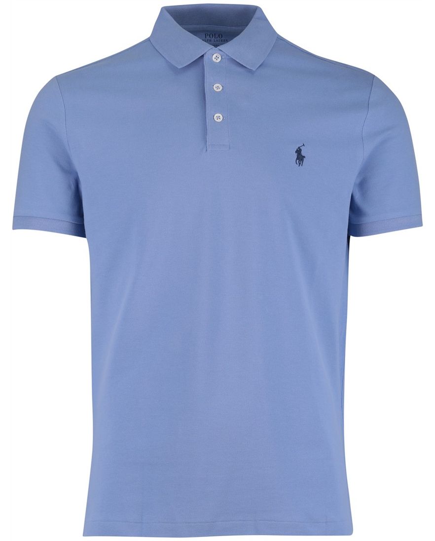 Polo Ralph Lauren Custom Slim Fit Polo Lichtblauw effen blauw logo