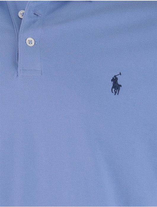 Polo Ralph Lauren Custom Slim Fit Polo Lichtblauw effen blauw logo