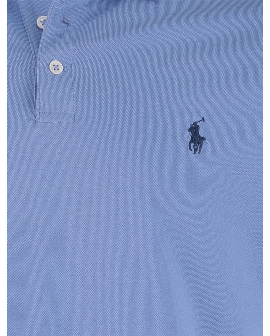 Polo Ralph Lauren Custom Slim Fit Polo Lichtblauw effen blauw logo