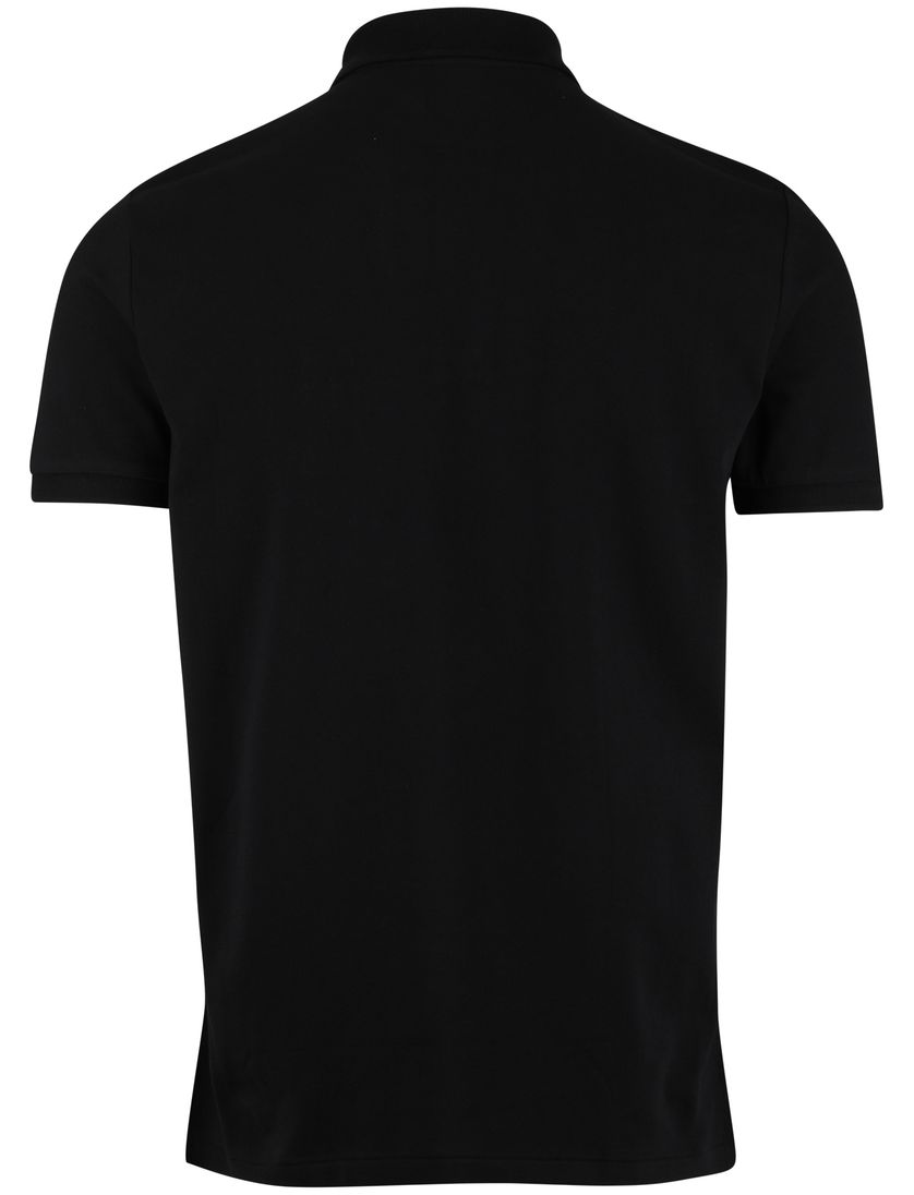Zwarte Polo Polo Ralph Lauren Custom Slim Fit eenkleurig wit logo