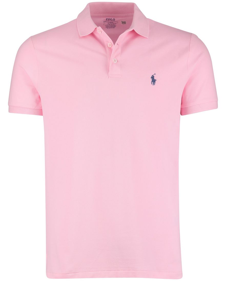 Polo Ralph Lauren Custom Slim Fit Polo Roze effen paars logo