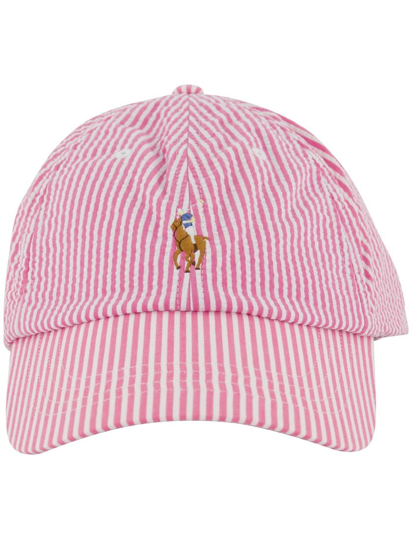 roze en witte cap met logo Polo Ralph Lauren gestreept