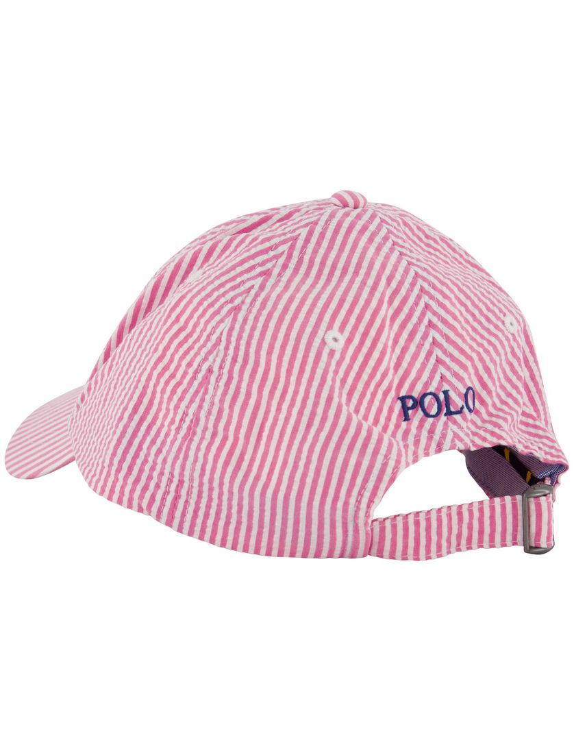 roze en witte cap met logo Polo Ralph Lauren gestreept