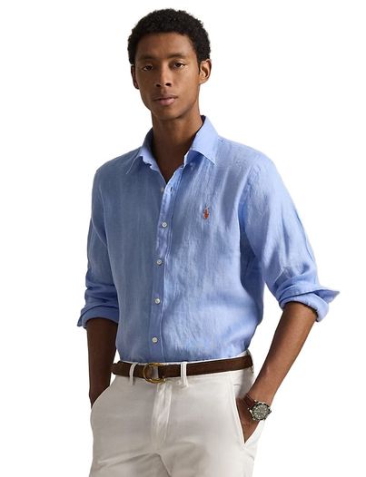 Polo Ralph Lauren Overhemd Polo Ralph Lauren Slim Fit lichtblauw 100% linnen