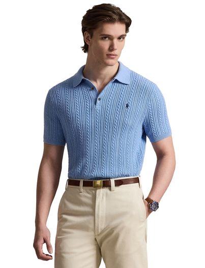 Polo Ralph Lauren Blauw poloshirt Ralph Lauren normale fit 3 knoops