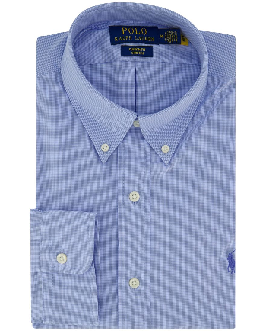 lichtblauw overhemd Ralph Lauren custom fit