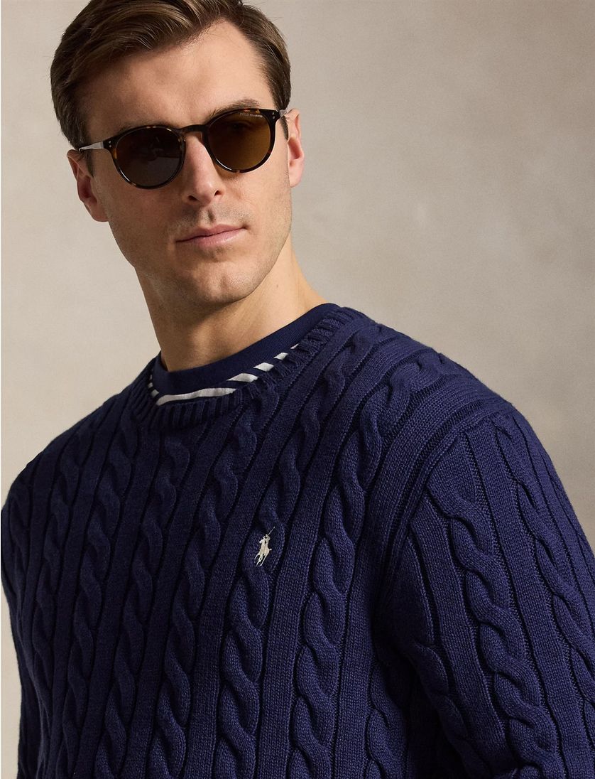 Donkerblauwe kabeltrui Polo Ralph Lauren Big & Tall
