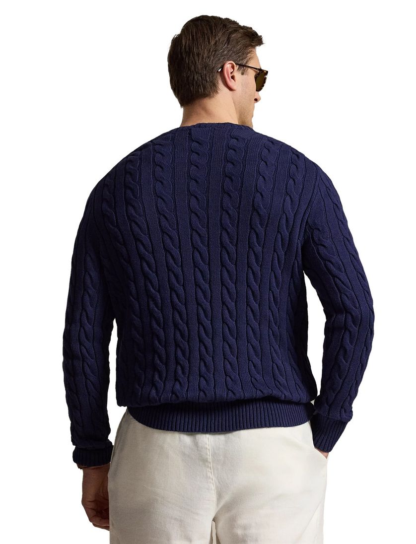Donkerblauwe kabeltrui Polo Ralph Lauren Big & Tall