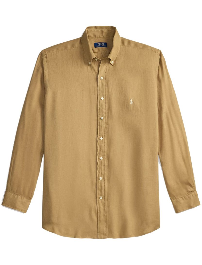 Overhemd beige Polo Ralph Lauren Big & Tall linnen lichte knoop