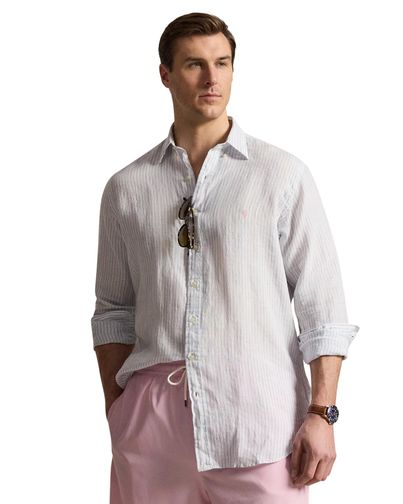 Polo Ralph Lauren Wit linnen gestreept overhemd Polo Ralph Lauren Big & Tall