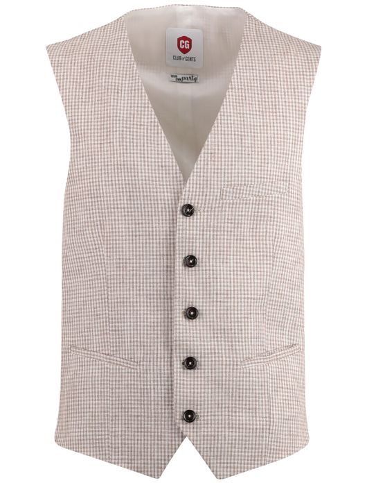 Club of Gents gilet beige wit geruit