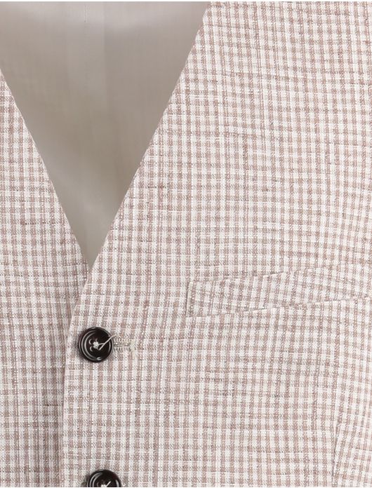 Club of Gents gilet beige wit geruit