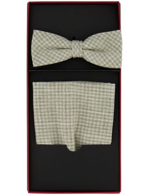 Carl Gross geruite groen strik en pochet set Club of Gents viscose