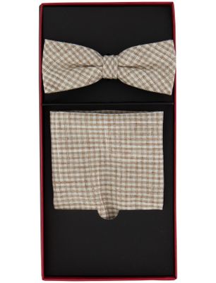 Carl Gross strik en pochet viscose Club of Gents geruit beige en creme