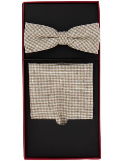 Carl Gross strik en pochet viscose Club of Gents geruit beige en creme