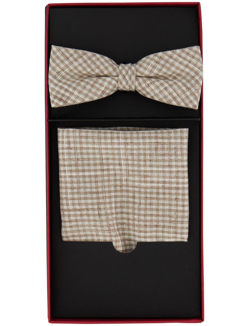 strik en pochet viscose Club of Gents geruit beige en creme