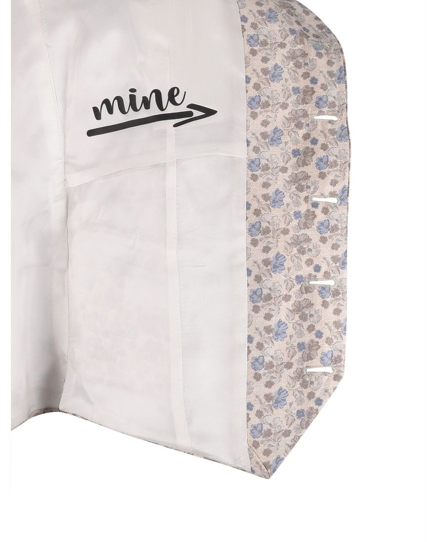 Club of Gents gilet zijde beige met blauwe broemen print