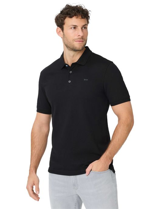 Brax poloshirt zwart 3 knopen korte mouw