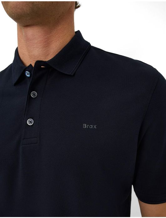 Brax poloshirt donkerblauw korte mouw 3 knopen