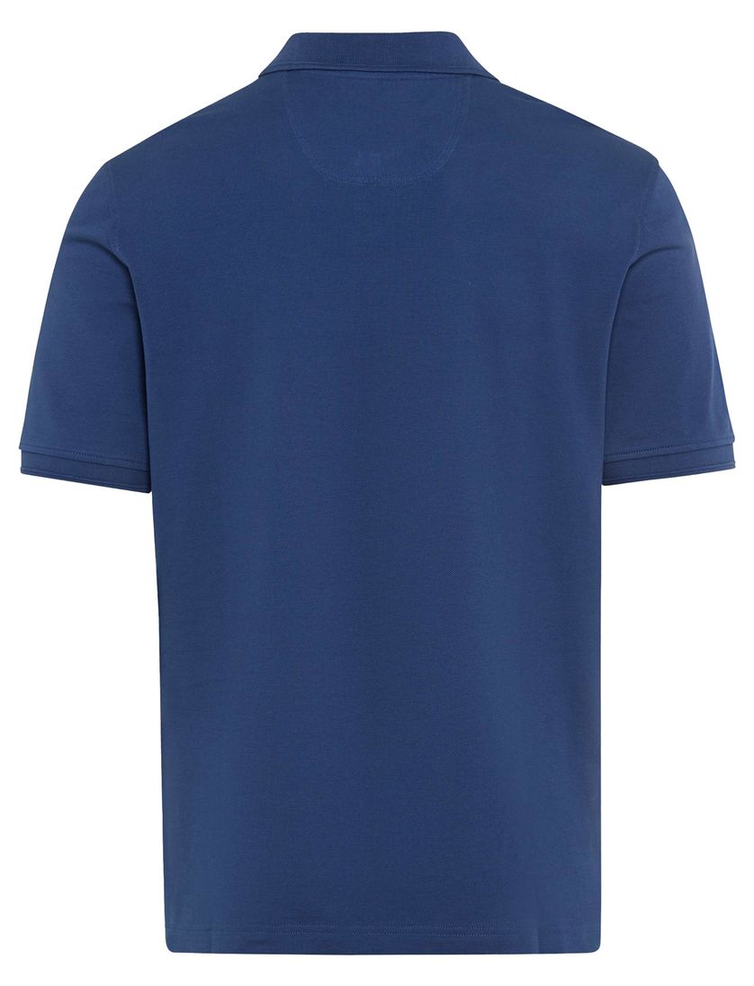 blauwe poloshirt Brax korte mouw 3 knopen normale fit