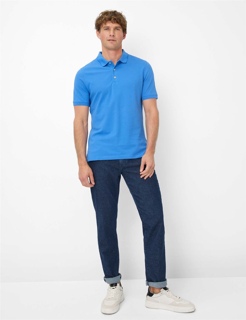 Brax poloshirt blauw korte mouw 3 knopen