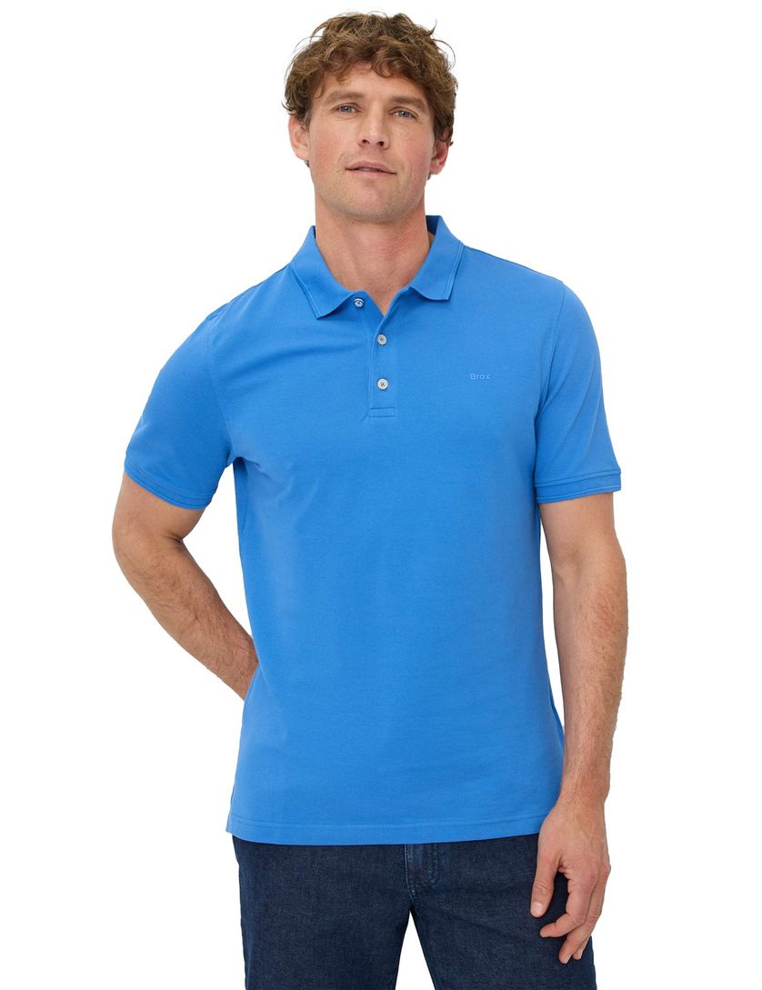 Brax poloshirt blauw korte mouw 3 knopen