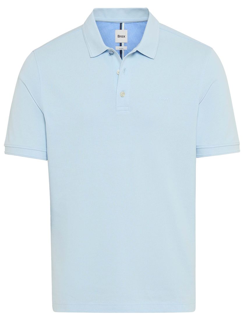 Poloshirt Brax lichtblauw korte mouw normale fit katoen