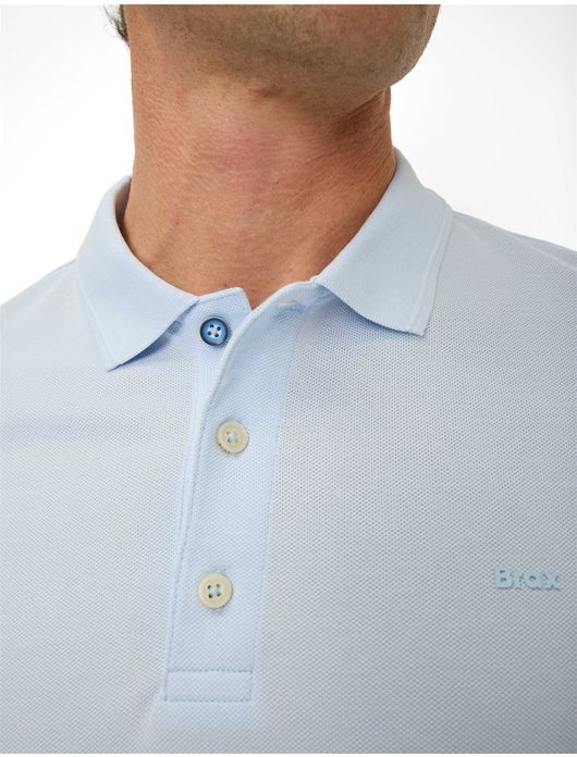 Brax poloshirt lichtblauw 3 knopen katoen