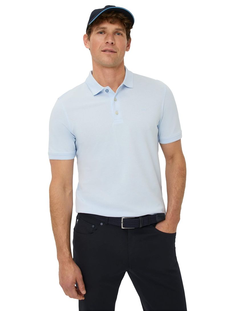 Poloshirt Brax lichtblauw korte mouw normale fit katoen