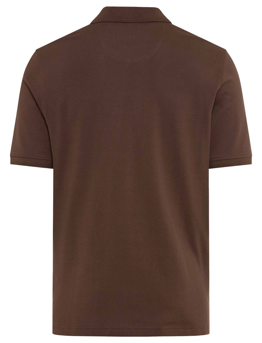 bruine polo Brax katoen normale fit korte mouw