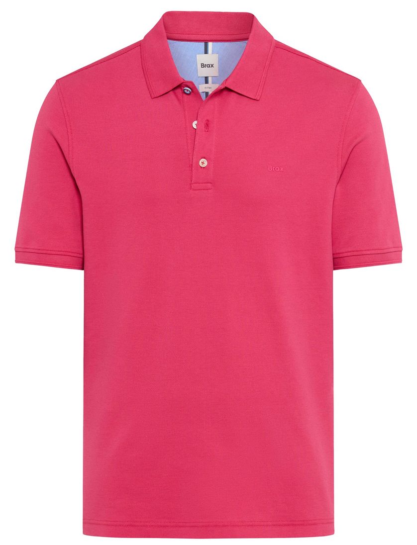 Brax poloshirt roze normale fit korte mouw 3-knoops