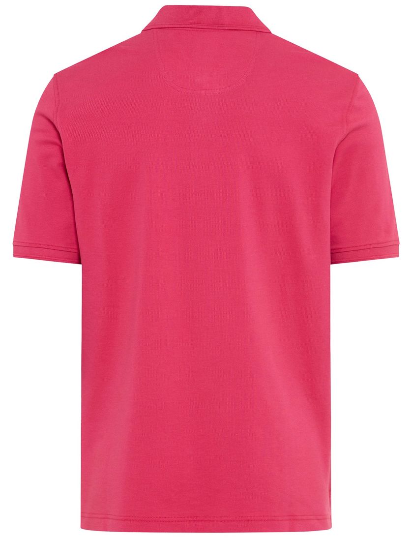 Brax poloshirt roze normale fit korte mouw 3-knoops