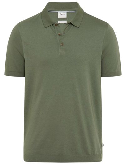 Brax Brax poloshirt groen normale fit 3 knopen