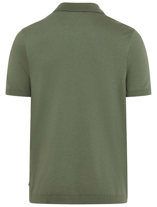 Brax poloshirt olijfgroen effen katoen 3 knopen