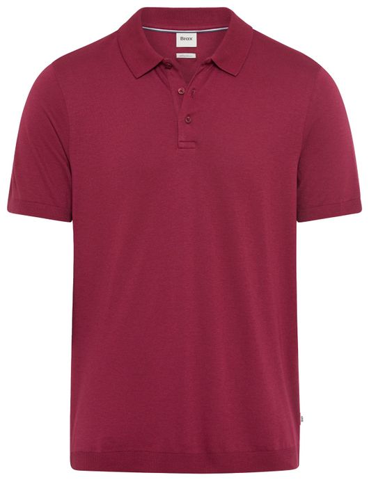 Brax polo rood normale fit 3 knoops