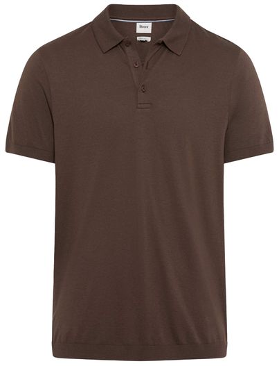 Brax Brax polo bruin normale fit 3 knoopjes